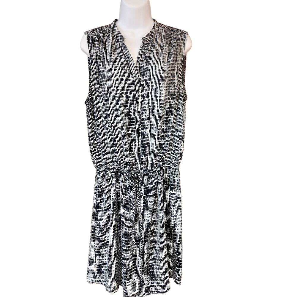 Hilary Radley Women's Sleeveless Drawstring Tunic Dress Black/White Size 12‎